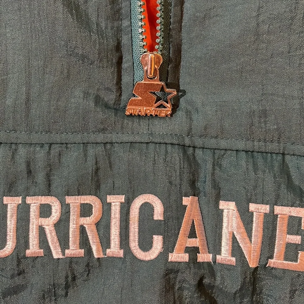 Rare Vintage Starter Miami Hurricanes 1/4 Zip Puffer Jacket - Picture 6 of 9